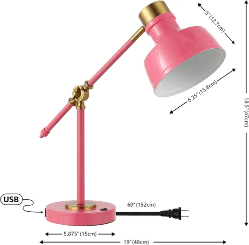 Miniatura 6 de JONATHAN Y JYL7124D Allegra - Lámpara de tarea LED cantiléver ajustable de 18.5", con puerto de carga USB, clásica, costera, industrial, rústica