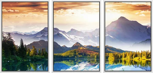 Miniatura 67 de wall26 Lienzo enmarcado para pared, juego de arte rojo, verde y amarillo, bosque de montaña otoñal, naturaleza, desierto, fotografía, realismo