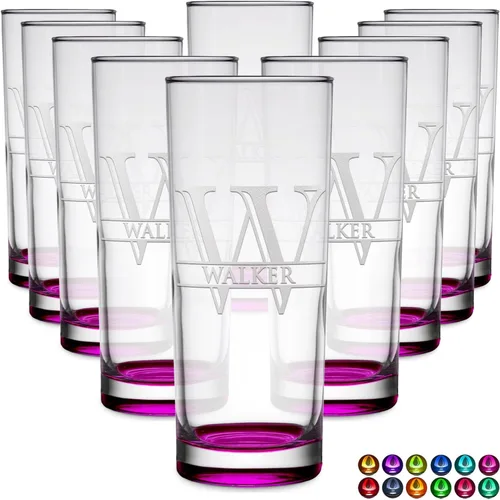 Miniatura 46 de Highball personalizado de 10.5 onzas con fondo negro, vaso Collins alto personalizado, cóctel de bebida mixta recta, inicial con nombre de regalo