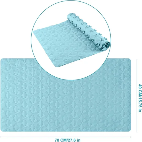 Miniatura 7 de Tapete antideslizante de goma natural para bañera y ducha, tapete de seguridad de 16 x 28 pulgadas con ventosas, delicado patrón de diamante, más