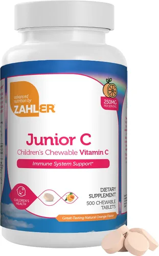 Miniatura 8 de Zahler Junior C Advanced Vitamina C masticable para niños, vitaminas en delicioso sabor a naranja, vitamina C Kosher Kids para inmunidad