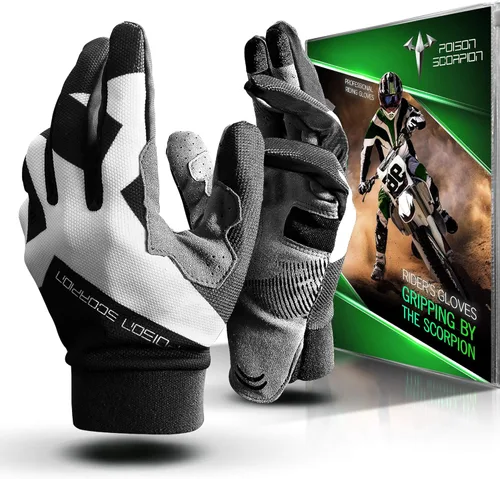 POISON SCORPION Guantes de motocicleta para niños niño bicicleta de tierra deportes al aire libre dedo completo negro XS ajuste motocross MX BMX MTB