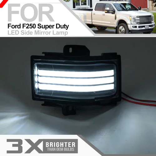 Miniatura 8 de Conjunto de luces LED para espejo lateral para Ford F-150 F-250 F-350 F-450 F-550 Super Duty 2015-2023 LED de remolque manual plegable espejo