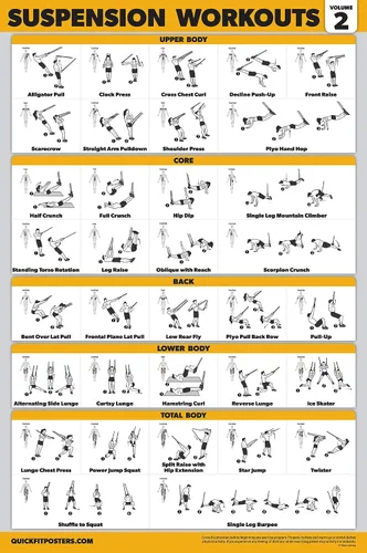 Miniatura 3 de Palace Learning Paquete de 3 pósteres de entrenamiento de suspensión, volumen 1 y 2 + juego de póster de ejercicios con mancuernas, juego de 3