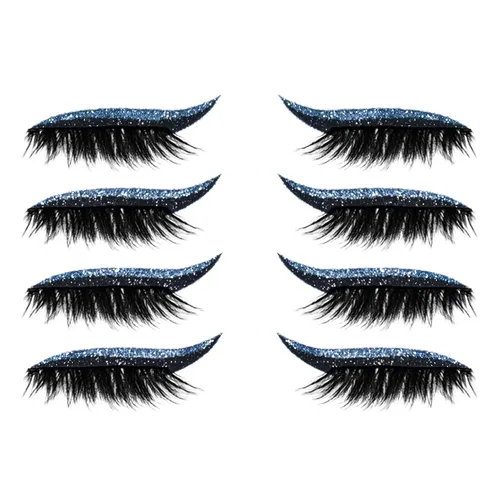 Miniatura 11 de Pestañas postizas, pestañas postizas de visón, juego de 4 pares/juego de calcomanías delineadoras de ojos, prácticas, fáciles de quitar, kit de Negro