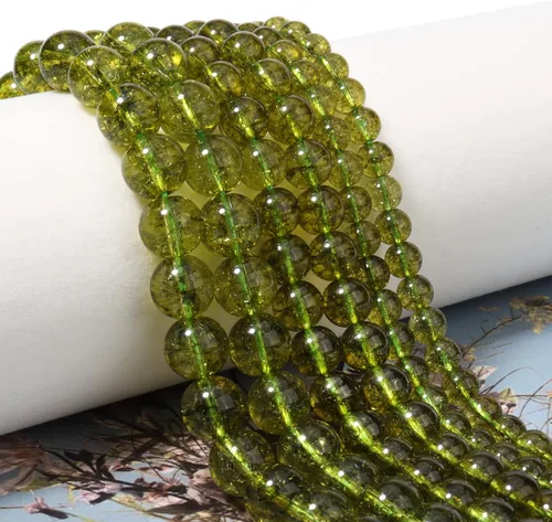 Miniatura 2 de 35 piezas de cuentas sueltas de jade peridoto de 10 mm para hacer joyas, cuentas naturales semipreciosas redondas y suaves para espaciadores