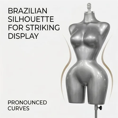 Miniatura 7 de Torso de maniquí femenino plateado, 61.4 a 86.6 pulgadas de altura ajustable con base de soporte de metal, adecuado para exhibición de ropa y joyas