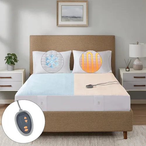Miniatura 9 de Beautyrest Protector de colchón con calefacción King – Calentador de cama eléctrico fresco al tacto, funda para todas las estaciones, 5 niveles