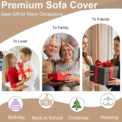Miniatura 64 de VClife Fundas de sofá bohemio de felpilla para sofá seccional, fundas de sofá suaves y antideslizantes para sofá de 2 cojines, protector de muebles