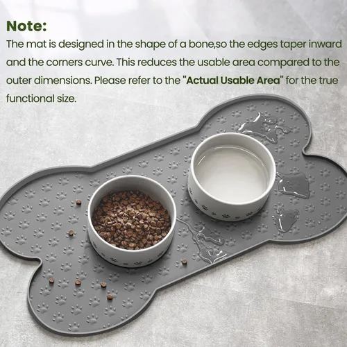 Miniatura 4 de PWTAA Tapete para Comida de Perros Antideslizante de Silicona Tapete para Tazón de Perro Mantel Individual más Grueso para Mascotas Impermeable Gris