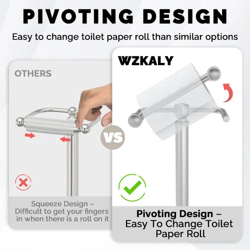 Miniatura 3 de Soporte de papel higiénico, soporte de papel higiénico de níquel cepillado, diseño pivotante y base ponderada estable de acero inoxidable SUS304