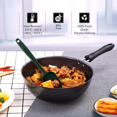 Miniatura 5 de HOTEC Juego de 5 espátulas de silicona resistentes a 315°C libres de BPA, espátulas de goma para la cocina, para hornear, mezclar para utensilios