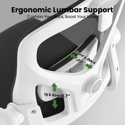 Miniatura 4 de Silla de oficina ergonómica, silla de escritorio giratoria de malla con respaldo alto, soporte lumbar ajustable, reposacabezas y reposabrazos Negro