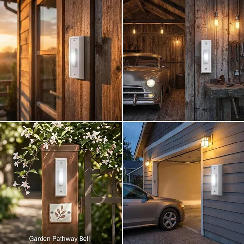 Miniatura 7 de Saillong Botón de Timbre Iluminado de 2 Piezas, Interruptor de Abridor de Puerta de Garaje Montado en la Pared de Navidad con Luz LED Compatible