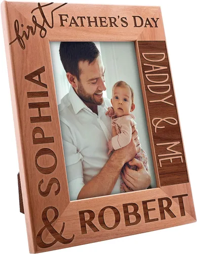Miniatura 4 de Regalos para papá por primera vez, marco de fotos personalizado, 4 x 6 pulgadas, marcos grabados personalizados con nombre, texto, primer día