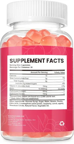 Miniatura 7 de Biotin - Gomitas de colágeno de queratina de 10000 mcg, suplementos para el cabello, uñas, vitaminas diarias para el crecimiento de las uñas