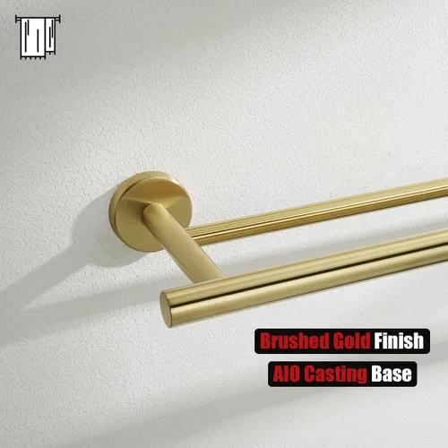 Miniatura 7 de JQK - Barra doble para toallas de baño, oro cepillado de 30 pulgadas, toallero de acero inoxidable 304 de 0.8 mm de espesor para baño, soporte