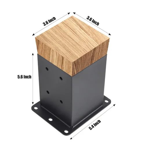 Miniatura 2 de Base de poste de 4 x 4, 4 juegos de anclaje para postes, (tamaño interior de 3.6 x 3.6 pulgadas), soporte de base de poste de metal negro