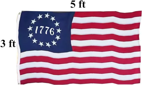 Miniatura 2 de Bandera estadounidense bordada de Betsy Ross 1776 de 3 x 5 para exteriores, 13 Colonias Revolución, banderas de Estados Unidos, estrellas bordadas