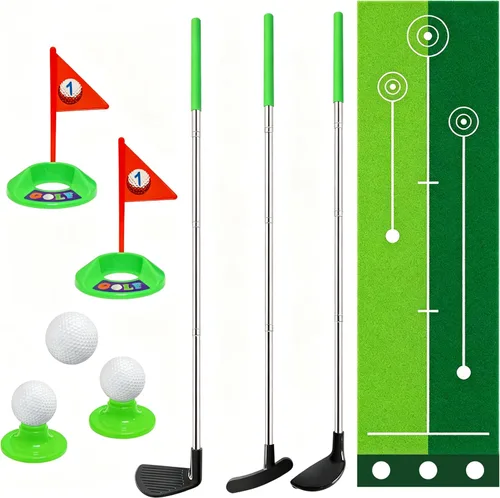 Juego de palos de golf para niños pequeños, palos de golf retráctiles con tapete de putting para niños de 2, 3, 4, 5 (mano derecha), juego de