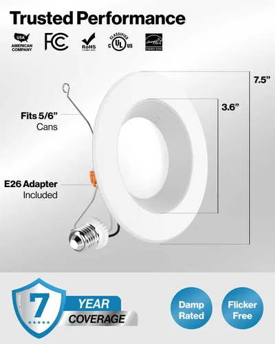 Miniatura 7 de Sunco 96 paquete de luces LED empotradas de 6 pulgadas, luces de techo de conversión para luces de techo, borde deflector, 1050 lm, 13 W 5000K luz
