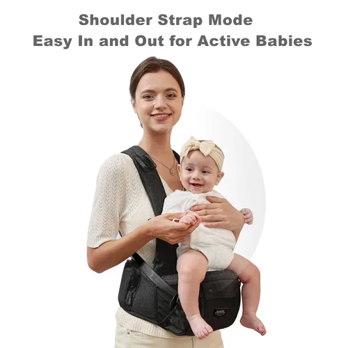 Miniatura 5 de SUNVENO Portabebés ergonómico 3 en 1 con asiento de cadera para recién nacidos y niños pequeños, soporta 20 libras y más, alivio de cintura