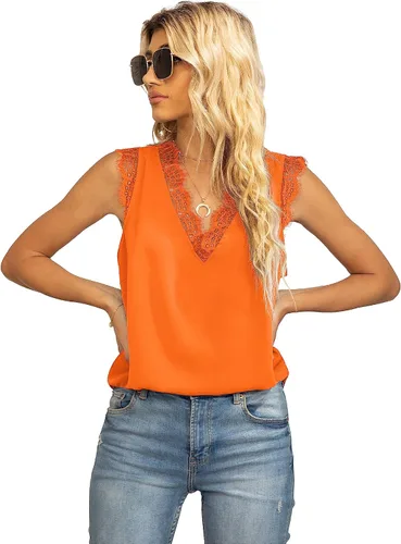 Miniatura 45 de VIISHOW - Camiseta sin mangas, sexy, con cuello en V y bordes de encaje para mujer, camisola de vestir, camisas de gasa, sin mangas, casuales