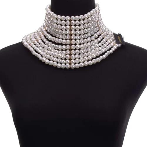 Miniatura 5 de Collar grueso de la declaración de la joyería de la moda, collar de perlas simuladas del babero del traje