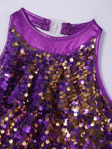 Miniatura 6 de Agoky Vestido de baile de ballet brillante para niños y niñas, trajes de baile latino modernos, trajes de baile para escenario, ropa deportiva