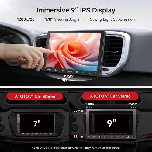 Miniatura 2 de ATOTO A5L Estéreo de auto Android de doble DIN de 9 pulgadas inalámbrico CarPlay Android Auto, conexión Wi-Fi/USB, navegación GPS, radio