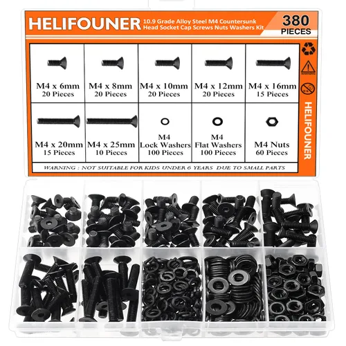 Miniatura 11 de HELIFOUNER 560 piezas M3 x 0.157 in, 0.236 in, 0.315 in, 0.394 in, 0.472 in, 0.630 in, 0.787 in, cabeza hexagonal, tornillos, arandelas, tuercas