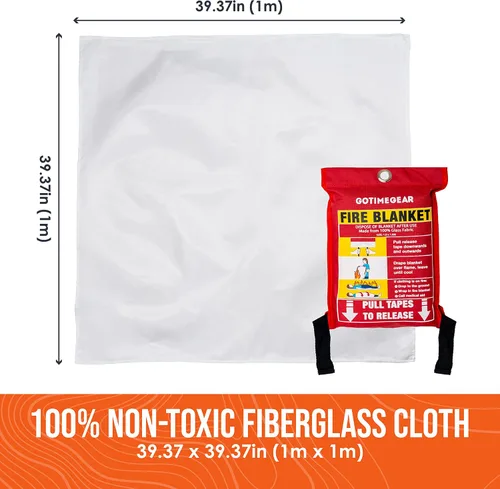 Miniatura 5 de Go Time Gear Manta de emergencia contra incendios para el hogar y la cocina, kit de manta ignífuga de emergencia ignífuga, manta ignífuga