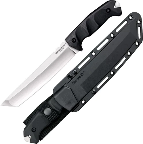 COLD STEEL Warcraft San Mai III Tanto Point Cuchillo de Hoja Afilada como Navaja con Mango G-10 Militar Táctico de Hoja Fija con Vaina Secure-Ex