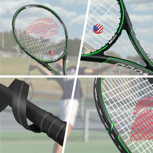 Miniatura 4 de Raqueta de tenis para 2 jugadores para adultos, perfecta para jugadores principiantes y profesionales, raqueta de tenis de velocidad de 27 pulgadas