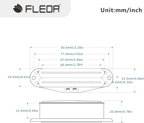 Miniatura 2 de FLEOR Humbucker de doble riel caliente de tamaño single-coil para guitarra (12-13K), crema