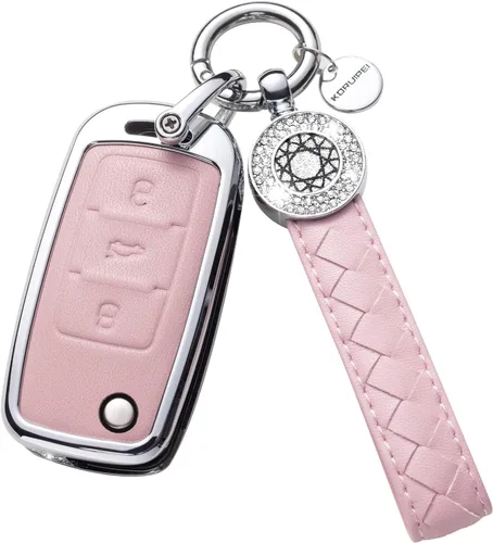 Miniatura 51 de Funda para Llave Honda con Llavero, Carcasa Protectora de Cuero Genuino Rosa con Cristales Compatible con Honda Accord Civic CRV Pilot Odyssey 2022