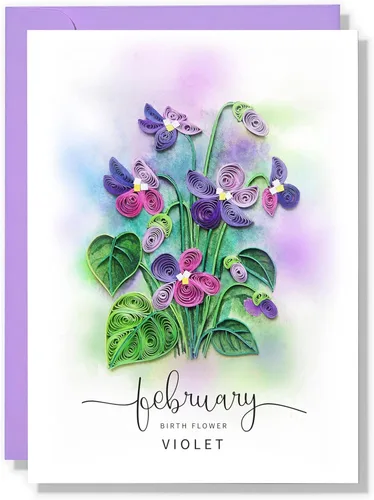 Miniatura 12 de Tarjeta de Flor de Nacimiento, Tarjeta Floral de Quilling Hecha a Mano para Cumpleaños, Aniversario, Flor de Mes de Nacimiento para Mamá, Mujeres