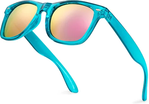 Retro Rewind lentes de sol con montura translúcida, coloridos, tipo neón, de los años 80, espejados, para hombres y mujeres