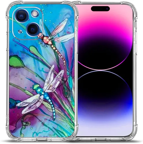 Miniatura 7 de Funda para iPhone 15, colorida mariposa flores protección contra caídas a prueba de golpes TPU cuerpo completo protector resistente a los arañazos