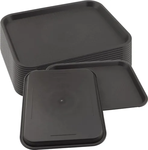 Miniatura 27 de Paquete de 5 bandejas azules de comida rápida de 13.8 x 10.6 pulgadas, bandejas rectangulares grandes para servir restaurante, bandejas de plástico