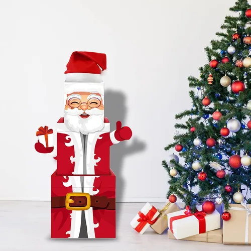 Miniatura 9 de 7 cajas apilables de Nochebuena, cajas de Navidad apilables con temática de Papá Noel, cajas de papel para el hogar y fiesta