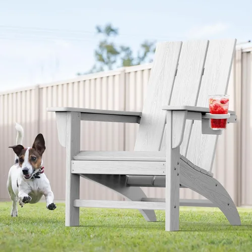 Miniatura 27 de Silla Adirondack moderna, sillas de patio de plástico HDPE para todo tipo de clima, silla para hoguera, sillas de césped al aire libre para terraza