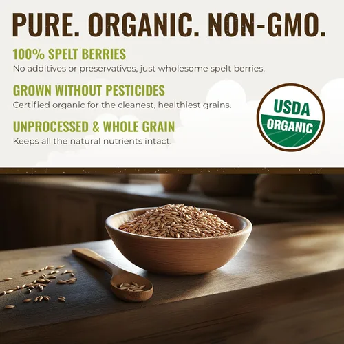 Miniatura 4 de Grand Teton Ancient Grains - Bayas de espelta 100% orgánicas, bayas enteras de espelta sin moler, grano orgánico Farro cultivado en Estados Unidos
