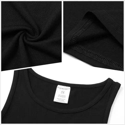 Miniatura 5 de Formeet17 4 piezas de camiseta corta básica sin mangas para mujer, cuello redondo