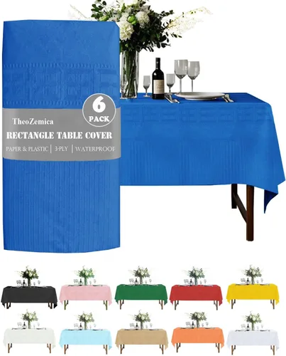Miniatura 23 de Black Disposable Paper Tablecloth for Rectangle Tables 4 Pack, 54×108 Inch Waterproof 2 Ply Paper with Plastic Backing, Party Table Cover for