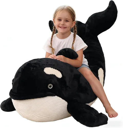 Miniatura 19 de MorisMos Peluche de tiburón gigante de 39 pulgadas, juguete de tiburón de peluche grande, almohada de tiburón suave para niños y niñas, cumpleaños
