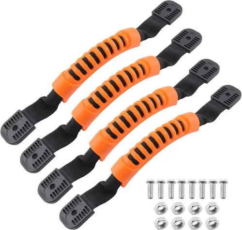 Miniatura 10 de Jiozermi Asas de transporte para kayak: reemplazo de montaje lateral con hebilla de plástico para remo, tándem, canoa y kayaks de por vida Naranja