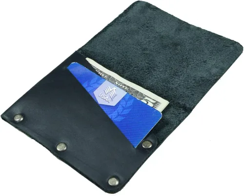 Miniatura 5 de Hide & Drink, Tarjetero remachado de cuero, cartera de efectivo, organizador de maletines de viaje, accesorios, hecho a mano, Negro -, Cartera