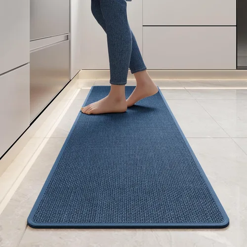 Miniatura 53 de YDKGL Tapetes de cocina para piso, alfombras de cocina súper absorbentes, antideslizantes, lavables, de lino sintético suave trenzado, alfombra