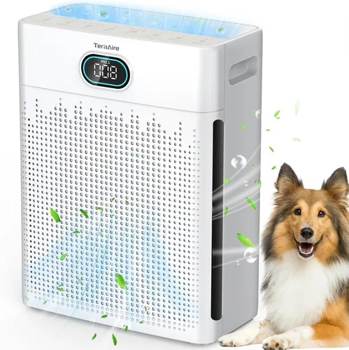Purificadores de aire para cobertura del hogar de hasta 2200 pies cuadrados, purificador de aire HEPA H13 con prefiltro lavable, modo mascota, Blanco